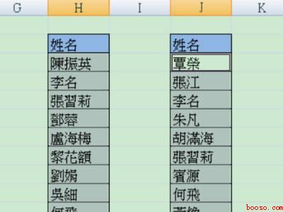 两个excel表快速核对重复名字