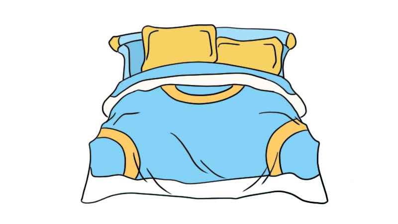 床简笔画(床头画出被子上的图案和线条)