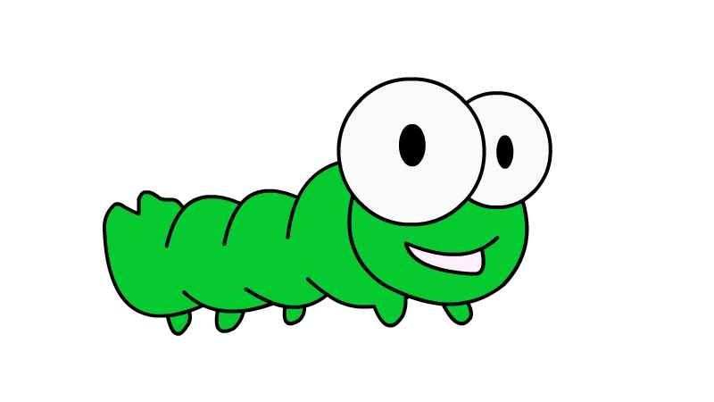 毛毛虫简笔画(画出毛毛虫的身体和它的脚)