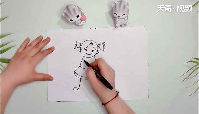 线条画图片大全幼儿简笔画(画出她的头发、眼睛、鼻子。)