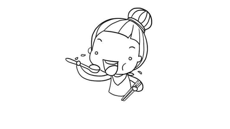 吃饭简笔画