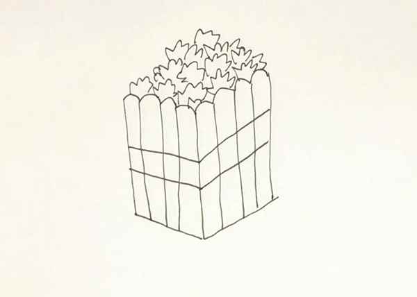 爆米花简笔画(爆米花桶的轮廓画出来)