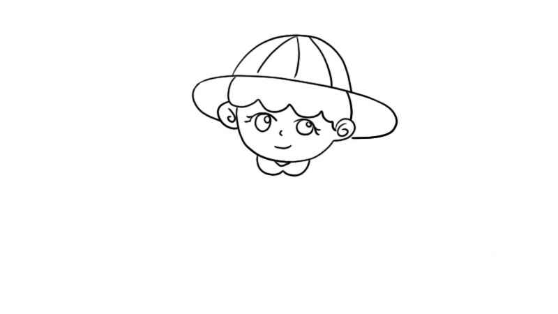 洋娃娃简笔画(画出洋娃娃的头部、帽子和五官)