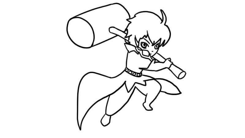 唐三简笔画教程(唐三的脑袋和上半身体线条)