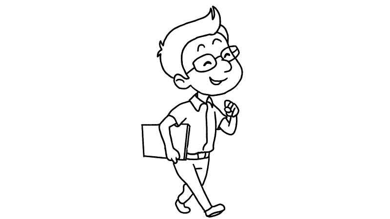 教师节男老师简笔画(先画出老师的头部和五官)