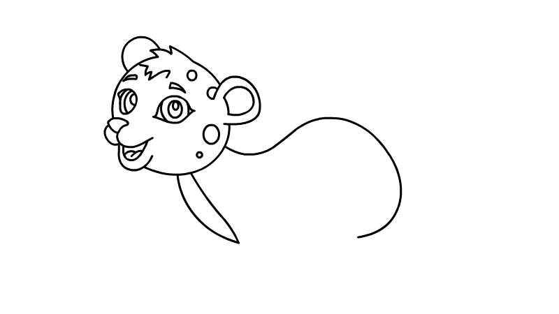 豹子简笔画(先画出豹子的头部和耳朵)