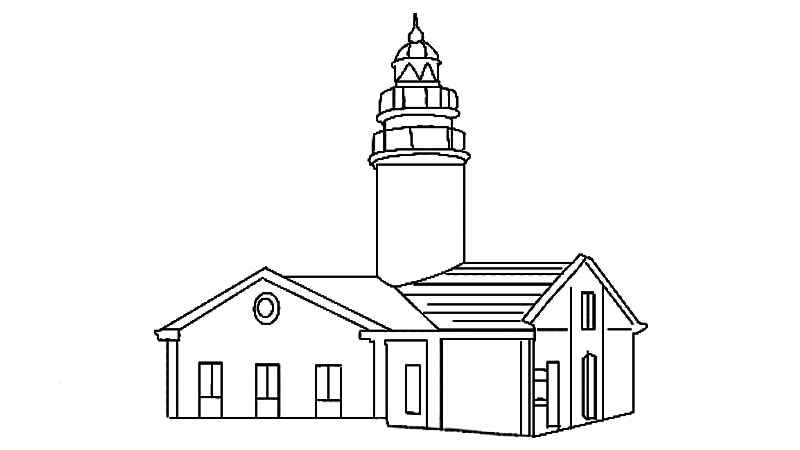 建筑物简笔画(建筑物上半部分的塔尖。)