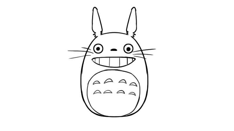 龙猫简笔画(画出龙猫的身体和耳朵)