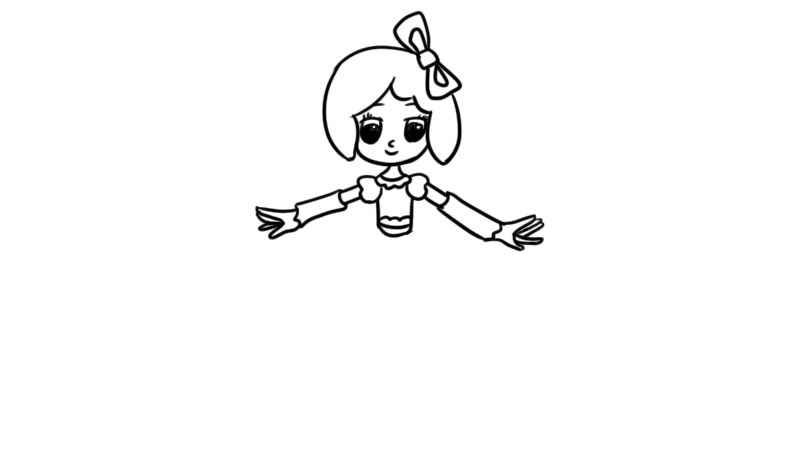 菲灵简笔画画法(菲灵下半身身体线条和长长的裙子)