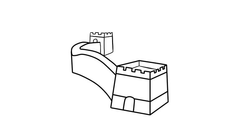 万里长城简笔画(长城的城墙和另一座烽火台)