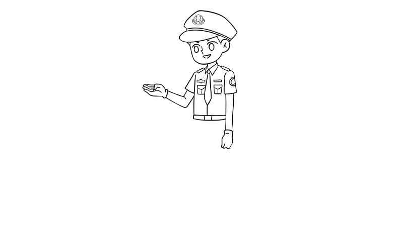 警察简笔画(画出警察的头部有哪些)