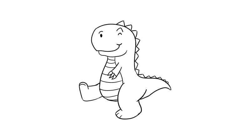 小恐龙简笔画画法(小恐龙身体线条怎么画)