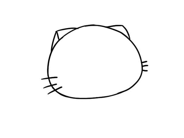 CC猫简笔画(画出CC猫的身体和尾巴)