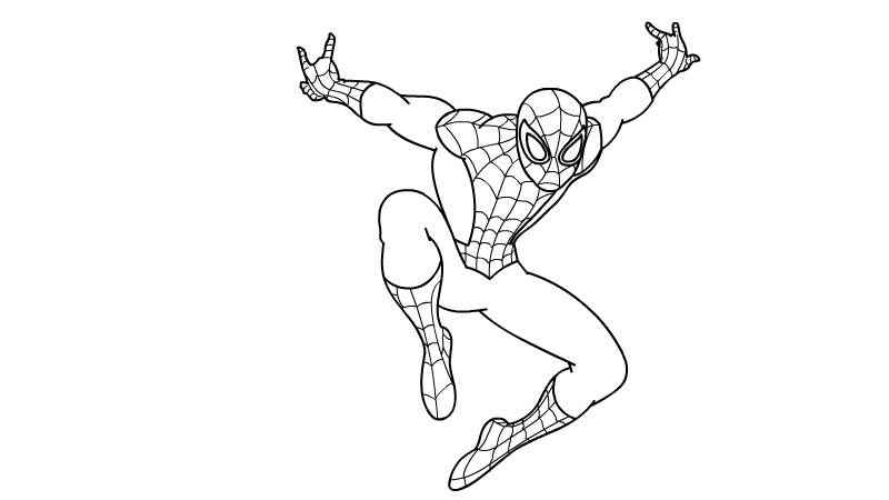 蜘蛛侠的简笔画怎么画(蜘蛛侠的身体线条和纹理)