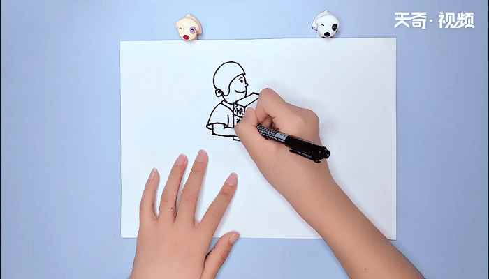 快递员的简笔画(快递员的头部轮廓和头盔)