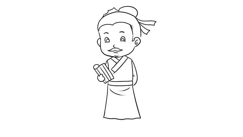 古代人物简笔画画法(画人物的下半身身体线条和书本)
