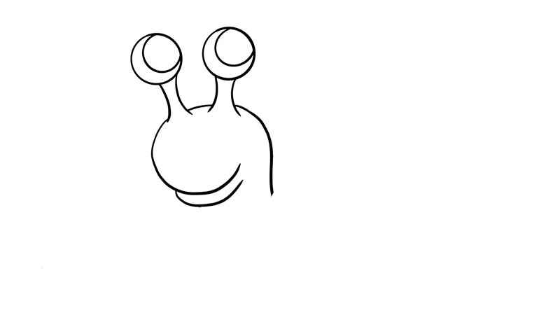 蜗牛简笔画(画出蜗牛的身体和背着的壳)