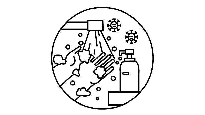 防疫勤洗手简笔画(先画出一个圆;接着画出水龙头和沾着泡沫正在清洗的双手)