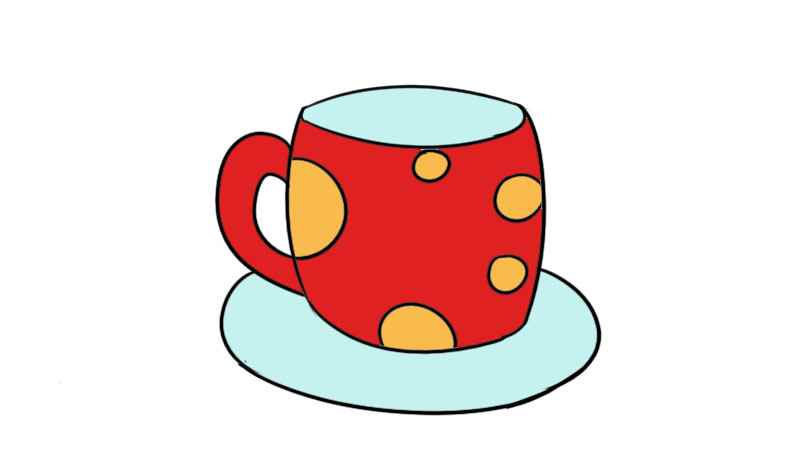 杯子简笔画(圆形图案画出杯口的形状)