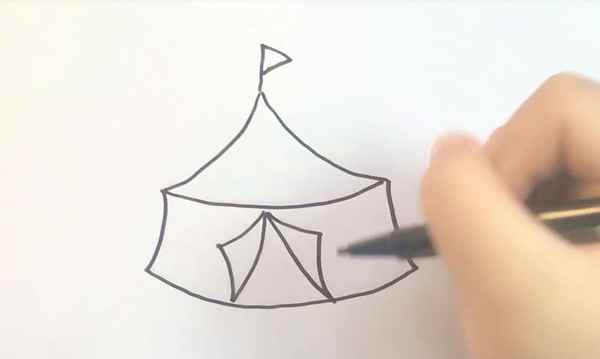 马戏团简笔画(马戏团帐篷的顶部画出来)