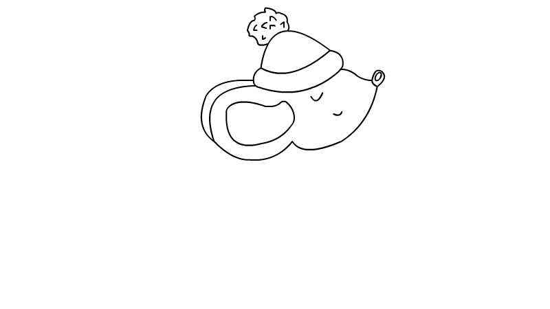 老鼠简笔画(画出小老鼠的头部和耳朵)