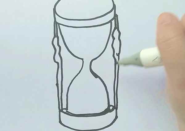 沙漏简笔画(我们先画出沙漏的顶部。)