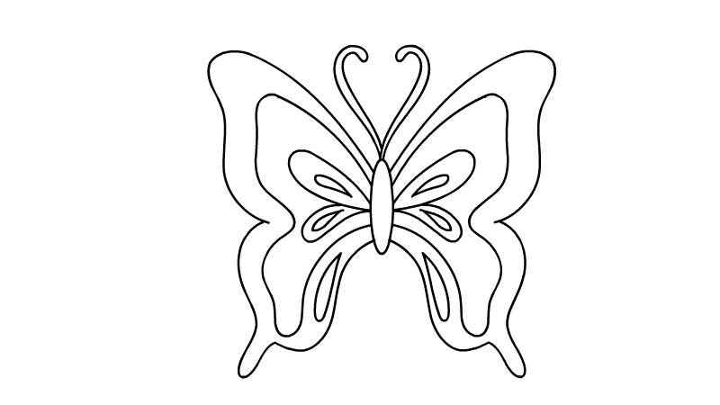 对称图形简笔画如何画(先画出蝴蝶图形的左边部分)