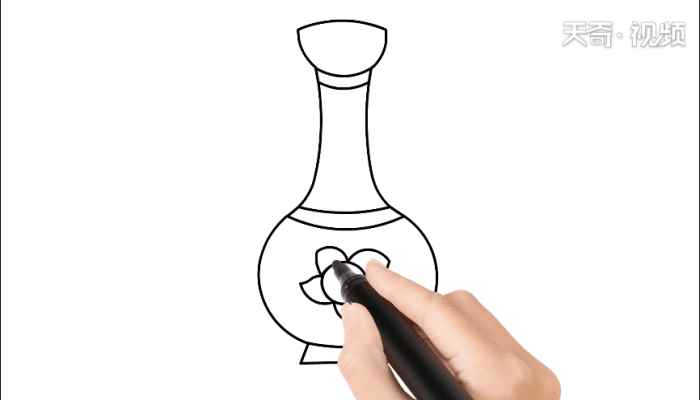 青花瓷图片简笔画(画青花瓷瓶身上的花朵)