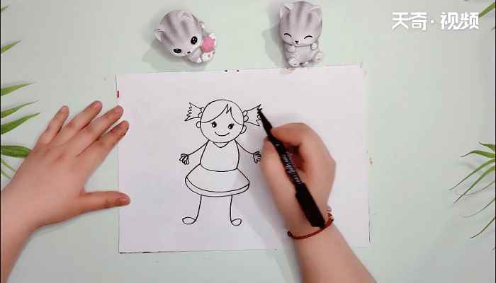 线条画图片大全幼儿简笔画(画出她的头发、眼睛、鼻子。)