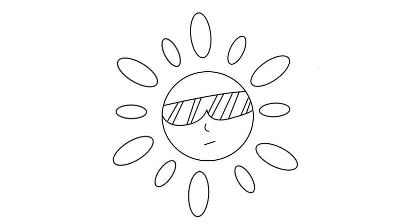 太阳简笔画画法(太阳涂上颜色就可以了!)