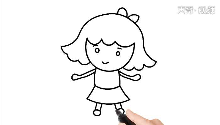 线条画图片大全简单幼儿(如何画小女孩的脸和头发)