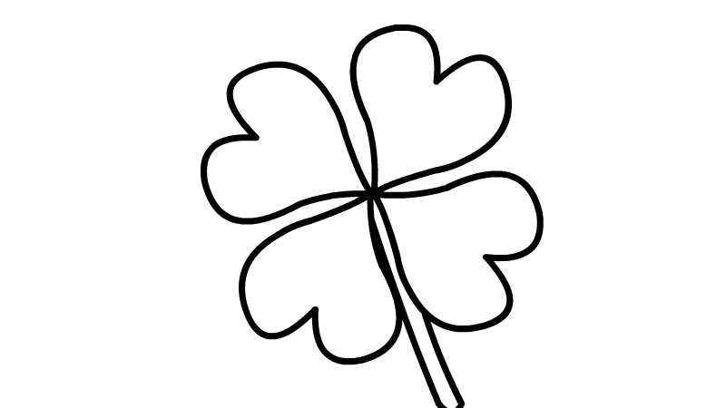 四叶草简笔画(画出四叶草的一片叶片。)