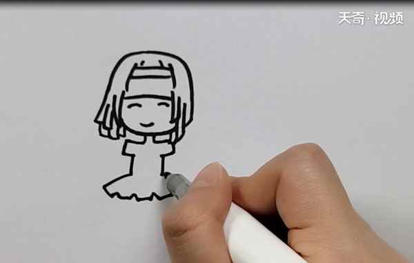 跳舞简笔画(先画女式短发和发夹的区别)