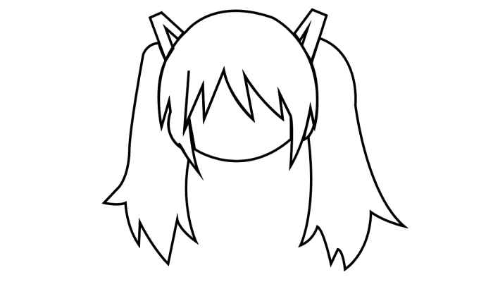 二次元简笔画(画卡通人物的头发和面部轮廓)