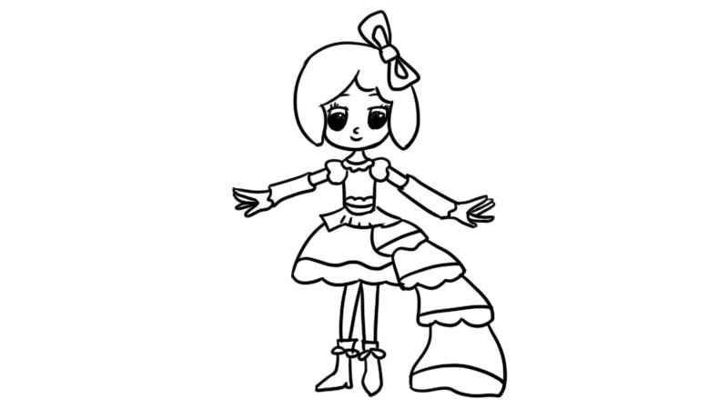 菲灵简笔画画法(菲灵下半身身体线条和长长的裙子)