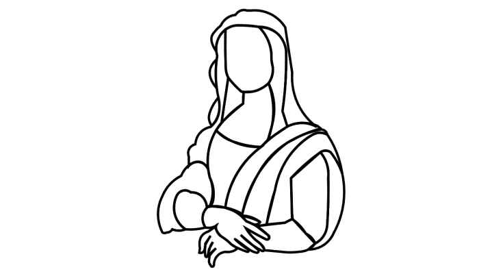 蒙娜丽莎简笔画(画人物的面部和身体轮廓)