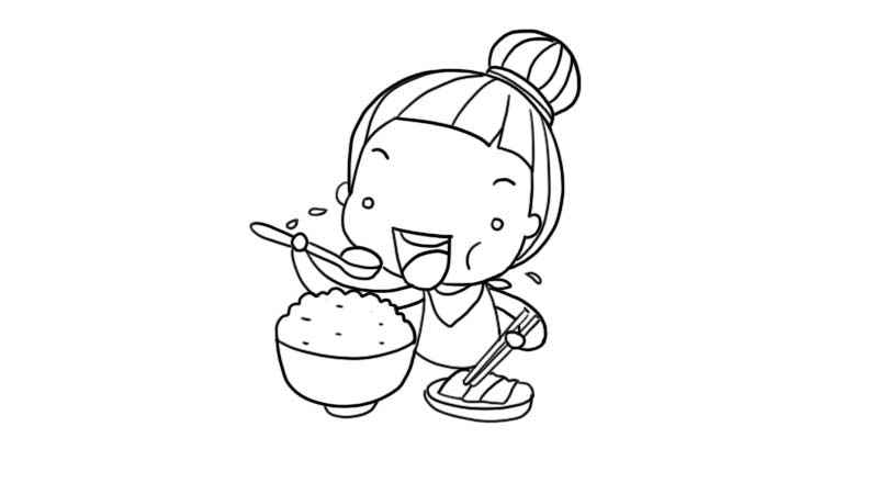 吃饭简笔画