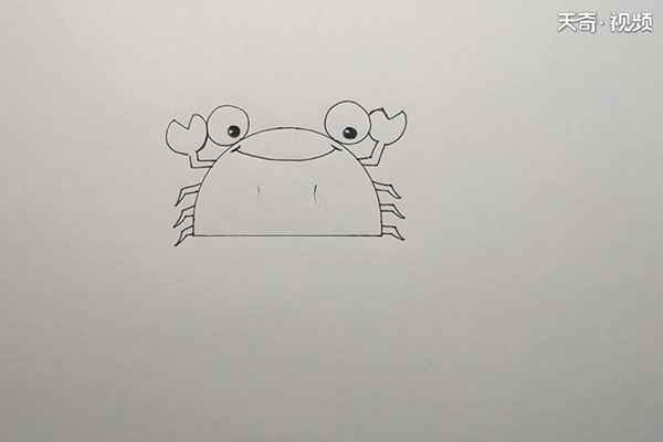 螃蟹的画法(半圆形来画一只螃蟹)