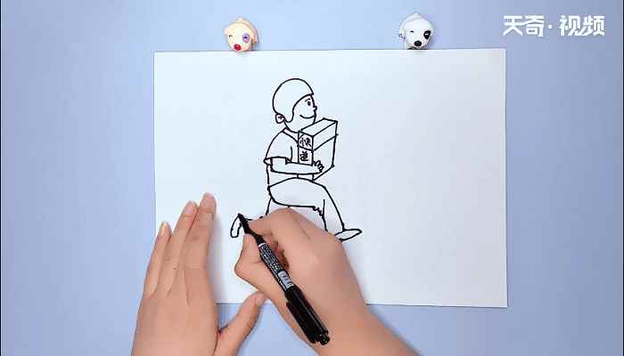 快递员的简笔画(快递员的头部轮廓和头盔)