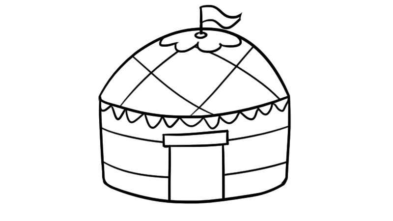 蒙古包简笔画(画出蒙古包的线条和花纹)