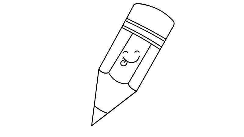 铅笔简笔画(画出铅笔的笔杆上的图案和橡皮擦)