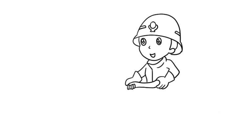 消防员简笔画(消防员的帽子和快被浇灭的火焰)