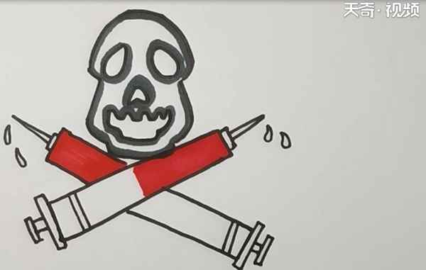 禁毒简笔画(我们先画一个骷髅头的形状)