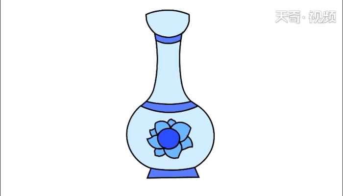青花瓷图片简笔画(画青花瓷瓶身上的花朵)