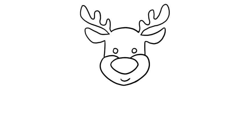 麋鹿简笔画(先画出麋鹿的头部和鹿角)