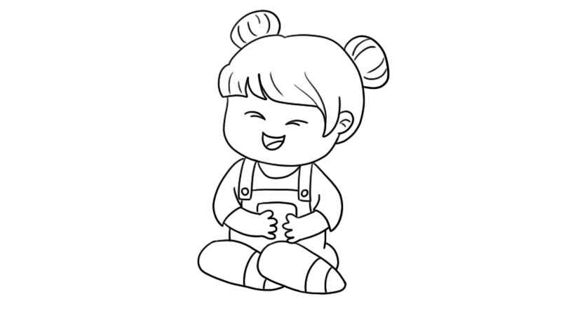 可爱小女孩简笔画画法(小女孩脑袋线条怎么画)