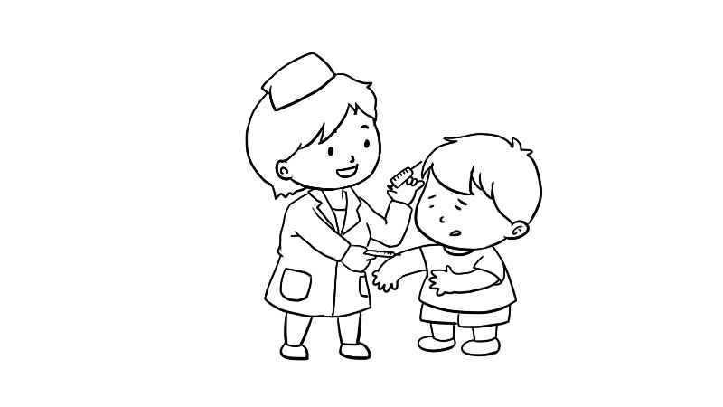 打针简笔画画法(如何画护士的脑袋和帽子)