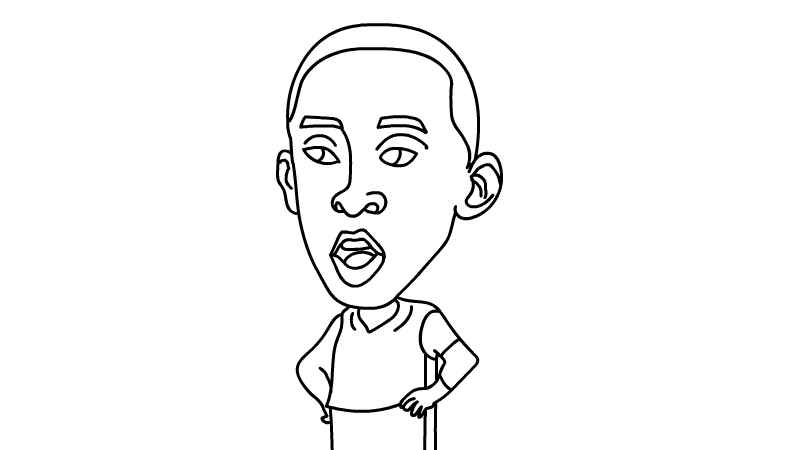 科比简笔画(勾勒出头部轮廓画出身体部分)