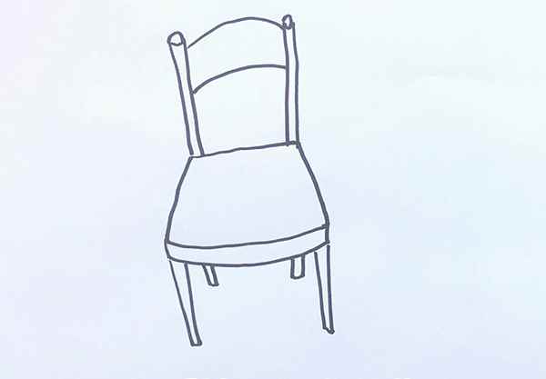 椅子简笔画(橙棕色把椅背架子和椅脚涂满)