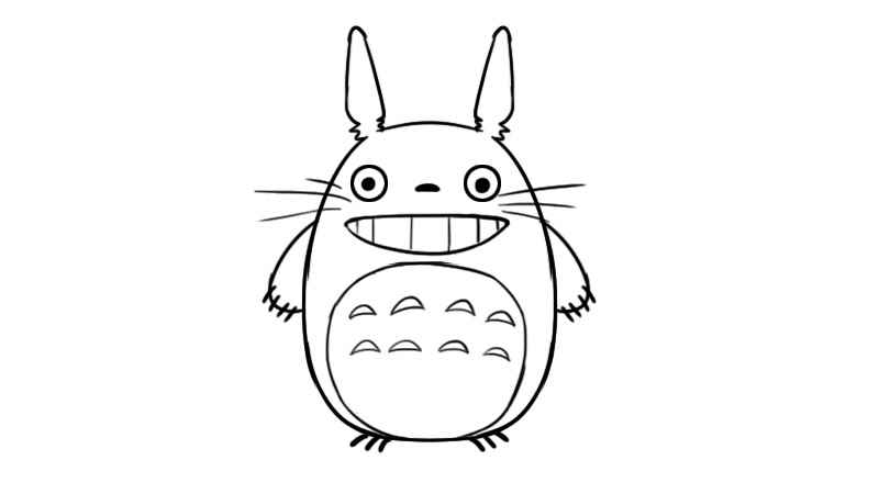 龙猫简笔画(画出龙猫的身体和耳朵)